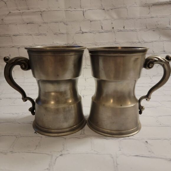 Antique  Pewter Tankard Set of T wo - Picture 1 of 6